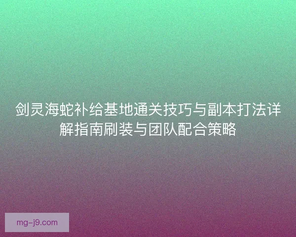 剑灵海蛇补给基地通关技巧与副本打法详解指南刷装与团队配合策略